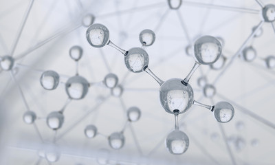 Wall Mural - molecule or atom, abstract structure for science or medical background, 3d illustration.