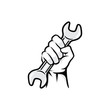 Hand Holding Wrench Logo Vector