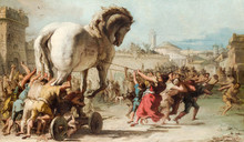 Painting Depicting The Entrance Of The Wooden Horse To Troy . Giovanni Domenico Tiepolo