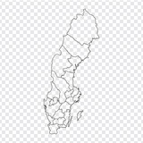 Fototapeta Mapy - Blank map Sweden. High quality map of  Sweden with  provinces on transparent background for your web site design, logo, app, UI. Stock vector. Vector illustration EPS10.
