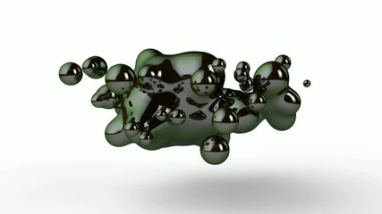 Poster - 3D animation of drops that disintegrate and merge in zero gravity.