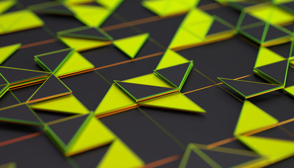 Poster - Abstract 3d rendering of geometric surface. Composition with triangles. Futuristic modern background design for poster, cover, branding, banner, placard.