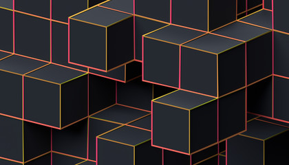 Poster - Abstract 3d rendering of a modern geometric background. Minimalistic design for poster, cover, branding, banner, placard.