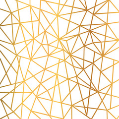 Poster - Gold foil wire triangles geometric seamless mosaic repeat pattern background - stock vector