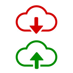 Poster - Download and upload vector icon. Flat sign for mobile concept and web design. Cloud with arrow up and down simple icon