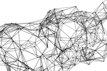 Poster - Wireframe tunnel. Futuristic Technology Style. Abstract 3d. Plexus effect. Connecting dots and lines.