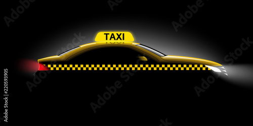 Cuadros en Lienzo Realistic car taxi side view