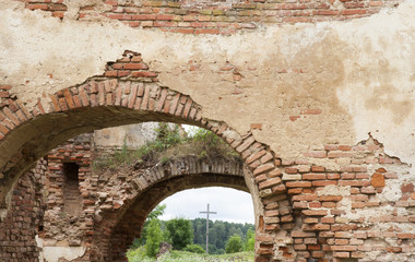 ruins of an old building, brick