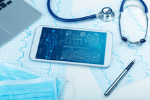 Medical Full Body Screening Software On Tablet And Healthcare Devices
