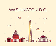 Washington D. C. USA Vector Linear Art Style City