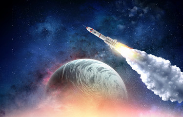 Wall Mural - rocket space ship . mixed media