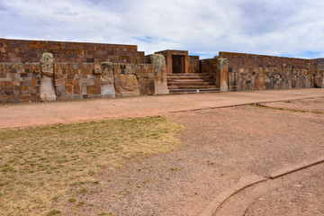 Wall Mural - The Kalassaya Gate at the Tiwanaku archaeological site, a UNESCO world heritage site near La Paz, Bolivia