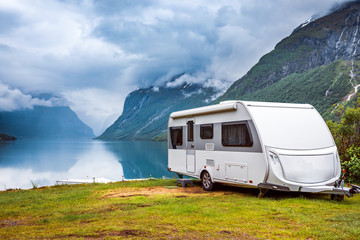 family vacation travel rv, holiday trip in motorhome