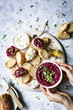 © The Picture Pantry - Beetroot Hummus dip served with fresh bread