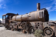 Rusting Locomotive Engines In The Cemeterio De Trenes (Train Cemetery), Uyuni, Potosi Department, Bolivia