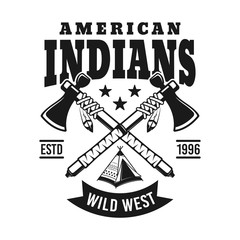 Wall Mural - Indians vector emblem with two crossed hatchets