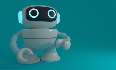 Poster - Cute modern robot on a blue background. 3d rendering