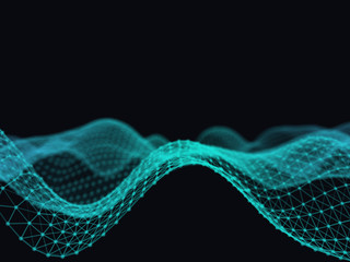 Poster - abstract 3d technology futuristic geometrical and science neon visualization. plexus digital wallpap