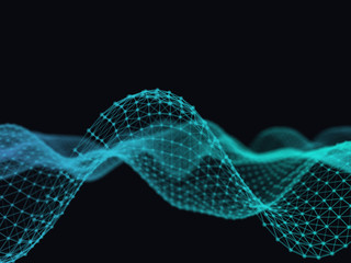 Poster - abstract 3d technology futuristic geometrical and science neon visualization. plexus digital wallpap
