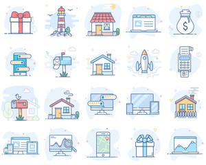 Set of flat line color icons. Vector illustration. Volume 2