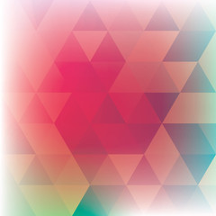 Poster - Abstract cerise and green geometric background textured by triangles. Vector