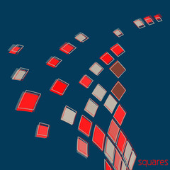 Poster - With a bend, distribution of squares on a blue background. Vector