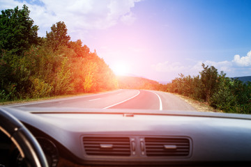 Poster - Car on asphalt road in summer