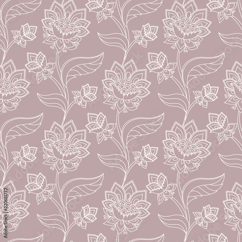Fotografie, Obraz Jacobean floral pattern, meadow flowers background