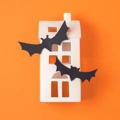 Halloween holiday concept with haunted house decor