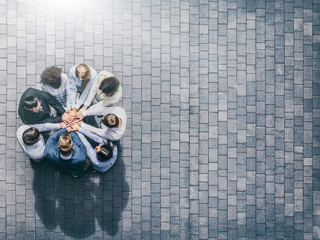 Wall Mural - Stack of hands. Unity and teamwork concept.