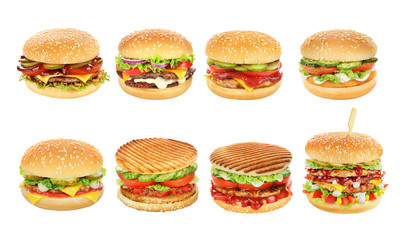 hamburgers set isolated