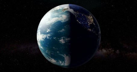 Wall Mural - moon rotation around the earth and the earth rotation. day and night cycle, animation. 3d rendering