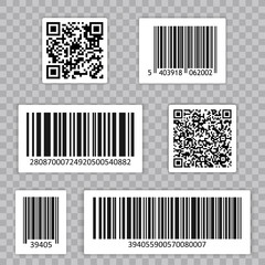 Poster - bar code set vector. qr cide. universal product scan code.