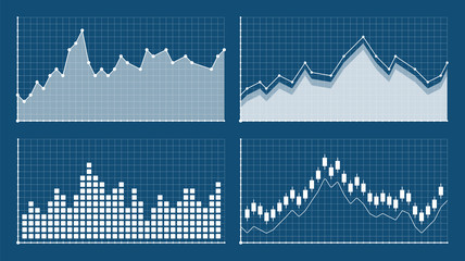 Bar graph and line graph templates, business infographics, vector illustration. Graphs and charts set. Statistic and data, information infographic.