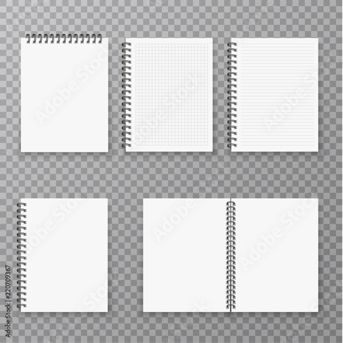 Fotografía Blank open and closed realistic notebook collection, organizer and diary vector template isolated