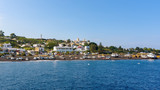 Fototapeta  - Boats on the black beach Stromboli Island