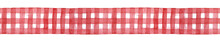 Red And White Checkered Gingham Ribbon, Decorative Seamless Template. Cute Country Style Traditional Element For Design, Craft, Home Decor. Hand Drawn Watercolour Graphic Illustration, Cutout Clipart.