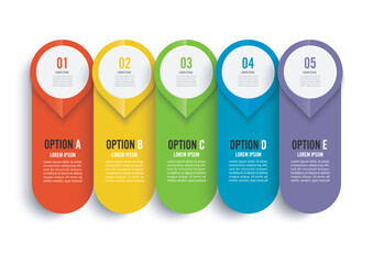 Poster - Infographic design vector and marketing icons can be used for workflow layout, diagram, annual report, web design. Business concept with 5 options, steps or processes.