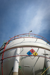 Close up of Gas storage sphere tank  in petrochemical plant