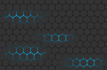 Hexagon texture with blue light vector