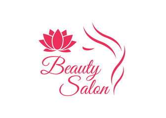 Beautiful woman face logo template for hair salon. Logo hair template