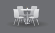 White Modern round table with chairs. Vector illustration.