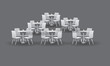 Group of White Modern round tables with chairs. Vector illustration.