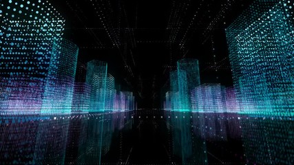 abstract city of the future. megapolis virtual reality glasses 3d