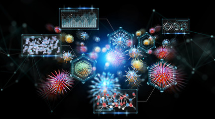 Poster - Bacteria microscopic close-up 3D rendering