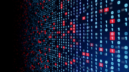 Fototapete - Digital data concept. Binary code.