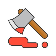 bloody Axe, murder equipment, Halloween related icon. editable stroke