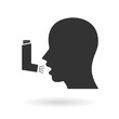 Head with open mouth and inhaler spray icon