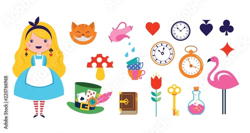 Cuadros en Lienzo Alice in Wonderland banner, poster and card