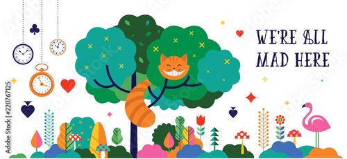 Fotomural Alice in Wonderland banner, poster and card